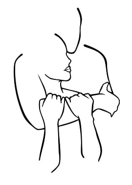 Couple Embracing in Minimalist Line Art