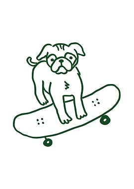 Funny Pug Wall Art – Skateboard Poster for Dog Lovers