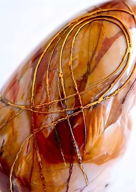 Golden Inlay Stone – Organic Luxury – Abstract Porcelain #18