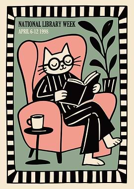 Cozy Reading Cat Poster