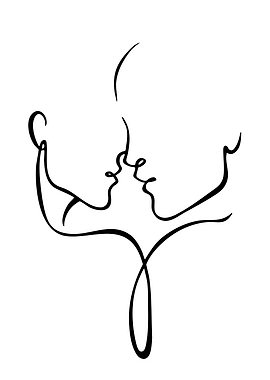 Abstract Kissing Couple Line Art