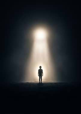 Child in a beam of light