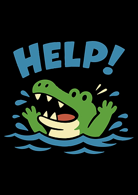 Cartoon Crocodile Seeking Help