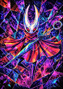 Hornet from Hollow Knight in Stained Glass Style