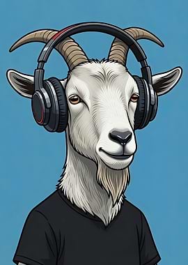 Goat DJ with Headphones