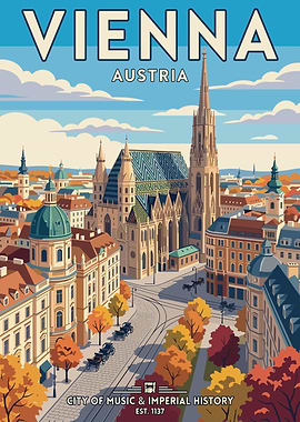 Vienna Cityscape Vintage Poster