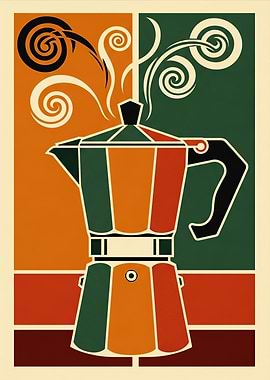 Retro Coffee Maker with Steam