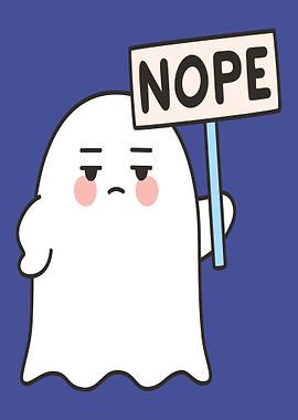 Cute Ghost Holding Nope Sign