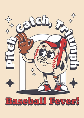 Retro Baseball Character 'Baseball Fever!'