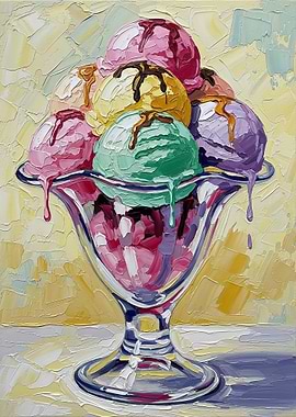 Impressionist Ice Cream Sundae Painting