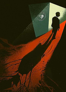 Man in Suit Emerging from Light