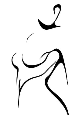 Abstract Female Figure Line Art