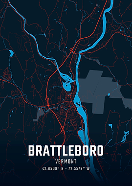 Brattleboro Vermont City Map