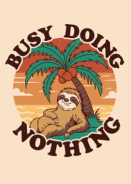 Sloth relaxing under a palm tree