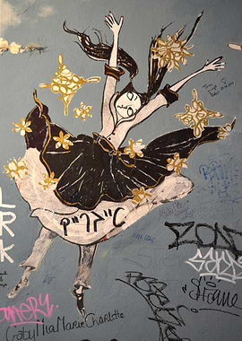 Ballerina Dancing with Flowers