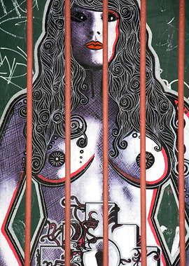 Graffiti Art of a Woman Behind Bars