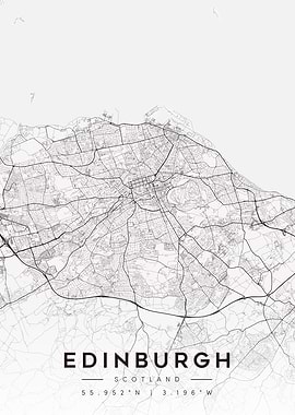Edinburgh Scotland Map Minimalist