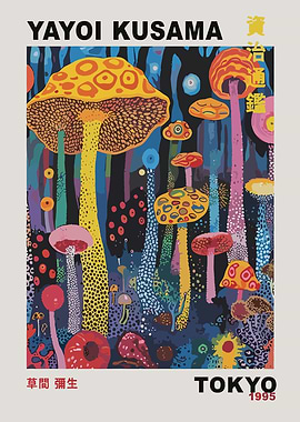 Yayoi Kusama Mushroom Forest Poster