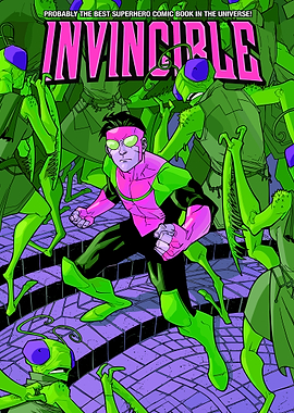 Invincible surrounded by insectoid aliens