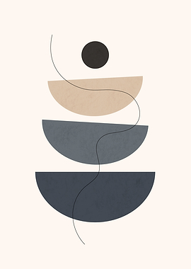 Minimalist Geometric Balance - Mid-Century Abstract
