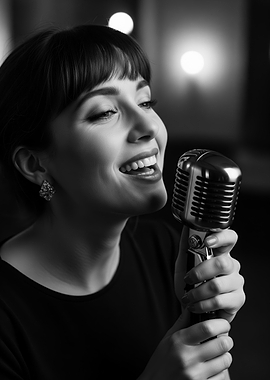 Singer with Vintage Microphone