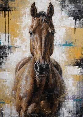 Brown Horse Portrait with Abstract Background