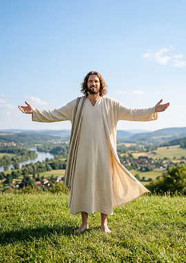 Jesus Christ in a landscape