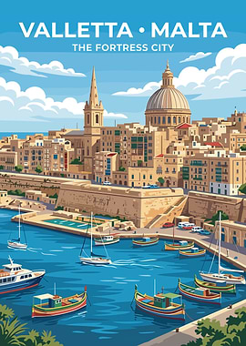 Valletta Malta Fortress City Harbor