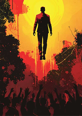 Man Ascends Above Crowd