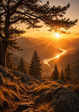 Mountain Landscape at Sunset