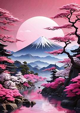 Mount Fuji Cherry Blossom Landscape