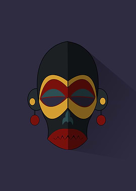 African Tribal Mask Illustration