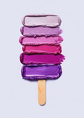 Purple and pink lipstick swatches on a stick