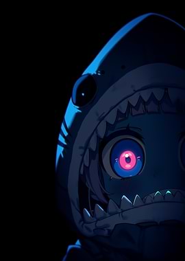 Anime Girl in Shark Hoodie