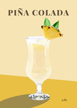Low Poly Piña Colada Cocktail Illustrations