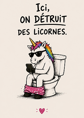 Unicorn on Toilet with Phone