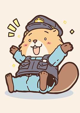 Cute Beaver Police Officer