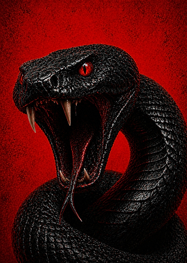 Black Viper Snake – Red Eyes Dark Predator