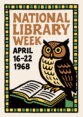 National Library Week 1968 Owl Poster