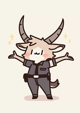 Cute Goat Character in Uniform