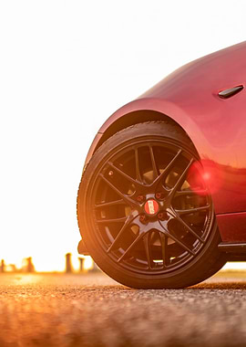 Close-up of a Red Car Wheel