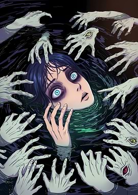 Drowning Anime Girl and Monster Hands