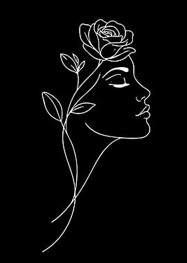 Woman's Profile with Rose