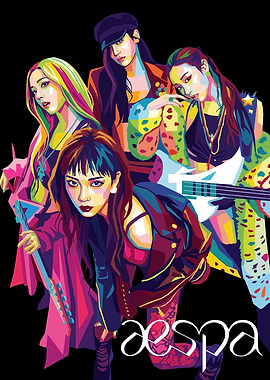 K-Pop Group AESPA in Pop Art Style