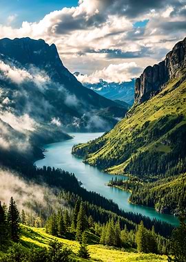 Sunlit Emerald River Valley