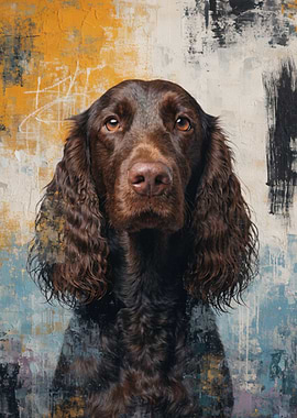 Brown Dog Portrait with Abstract Background