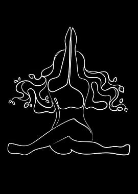 Yoga Pose with Flowing Hair