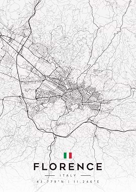 Florence Italy Map Poster Minimalist