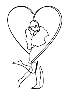 Couple Kissing Inside Heart Outline