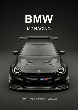 Racing Car BMW M2 black car poster